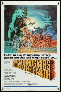 3d0686 WHEN DINOSAURS RULED THE EARTH 1sh 1971 Hammer, artwork of sexy cavewoman Victoria Vetri!
