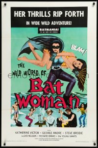 3d0688 WILD WORLD OF BATWOMAN 1sh 1966 cool artwork of sexy female super hero by J. Syphers!