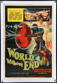 3d0225 WORLD WITHOUT END linen 1sh 1956 incredible Reynold Brown art hurls you into the year 2508!