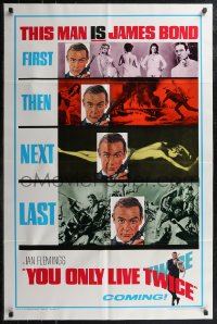 3d0690 YOU ONLY LIVE TWICE teaser 1sh 1967 great multiple images, First, Then, Next, Last!