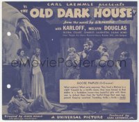 3d1193 OLD DARK HOUSE herald 1932 Boris Karloff, Gloria Stuart, Raymond Massey, Laughton, very rare!