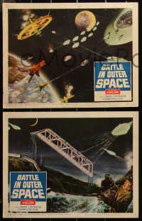 3d1158 BATTLE IN OUTER SPACE 6 LCs 1960 cool special effects scenes with ships attacking each other!