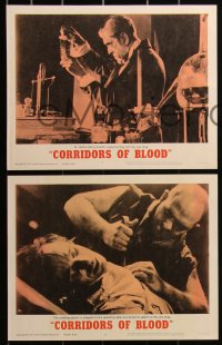 3d1053 CORRIDORS OF BLOOD 8 LCs 1963 Boris Karloff, Betta St. John, blood-curdling experiments!