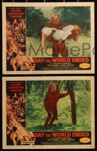 3d1060 DAY THE WORLD ENDED 8 LCs 1956 Roger Corman, Mike Connors, Adele Jergens, Kallis border art!