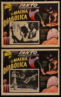 3d0375 EL HACHA DIABOLICA 8 Mexican LCs 1965 Santo, El Hacha diabolica, masked wrestler border art!
