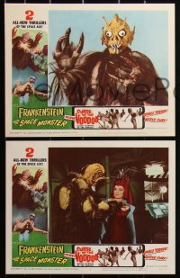 3d1075 FRANKENSTEIN MEETS THE SPACE MONSTER/CURSE OF VOODOO 8 LCs 1965 great images of wacky monsters!