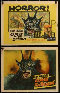 3d1108 NIGHT OF THE DEMON 8 LCs 1957 Tourneur's monster from Hell, Curse of the Demon, complete set!