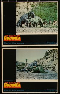 3d1149 VALLEY OF GWANGI 8 LCs 1969 Ray Harryhausen, FX images of cowboys and fighting dinosaurs!