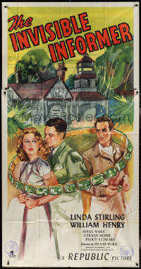 3f0198 INVISIBLE INFORMER 3sh 1946 Linda Stirling, William Henry, insurance fraud, cool artwork!