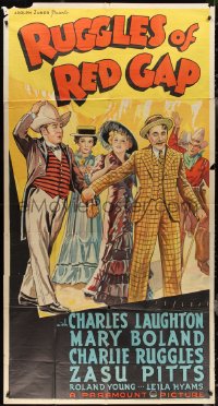 3f0201 RUGGLES OF RED GAP style A 3sh 1935 art of Charles Laughton, Mary Boland, Charlie & Zasu Pitts, rare!