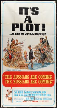 3f0202 RUSSIANS ARE COMING 3sh 1966 Carl Reiner, great Jack Davis art of Russians vs Americans!
