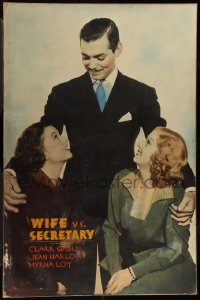 3f0057 WIFE VERSUS SECRETARY Meloy Brothers 40x60 1936 Clark Gable between Jean Harlow & Myrna Loy!