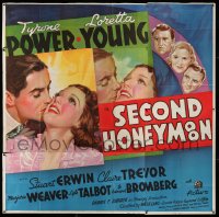 3f0186 SECOND HONEYMOON 6sh 1937 best romantic artwork of Tyrone Power & Loretta Young, super rare!