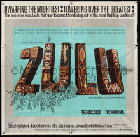 3f0189 ZULU 6sh 1964 Stanley Baker & Michael Caine classic, dwarfing the mightiest, very rare!