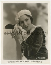 3f1667 TONIGHT OR NEVER 8x10 still 1931 posed portrait of Gloria Swanson in pearls & other jewels!