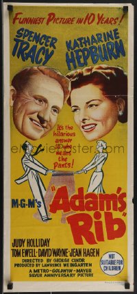3f0559 ADAM'S RIB Aust daybill 1950 husband & wife Spencer Tracy & Katharine Hepburn are lawyers!