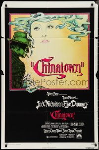 3f0935 CHINATOWN 1sh 1974 Roman Polanski, Jim Pearsall art of smoking Jack Nicholson & Faye Dunaway!