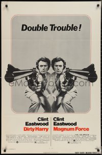 3f0952 DIRTY HARRY/MAGNUM FORCE 1sh 1975 cool mirror image of Clint Eastwood, double trouble!