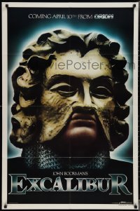 3f0967 EXCALIBUR teaser 1sh 1981 John Boorman directed, Robert Addie as Mordred wearing mask!