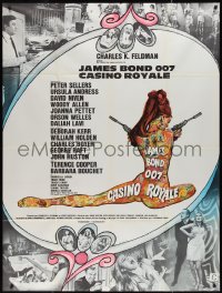 3f0373 CASINO ROYALE French 1p 1967 Bond spy spoof, sexy psychedelic Kerfyser art + photo montage!