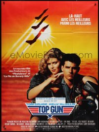 3f0401 TOP GUN French 1p R1989 great image of Tom Cruise & Kelly McGillis, Navy fighter jets!