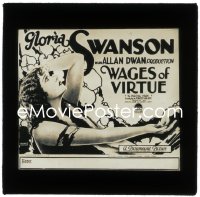 3f1288 WAGES OF VIRTUE glass slide 1925 great c/u of sexy circus performer Gloria Swanson, rare!