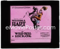 3f1303 WILD BILL HICKOK glass slide 1923 art of William S. Hart in the title role on rearing horse!