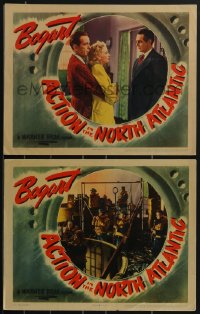 3f0865 ACTION IN THE NORTH ATLANTIC 2 LCs 1943 Humphrey Bogart w/ Bishop & Massey + men w/life jackets!