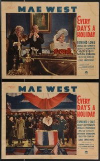3f0871 EVERY DAY'S A HOLIDAY 2 LCs 1937 great images of Mae West playing piano and behind podium!