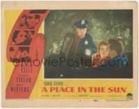 3f0765 PLACE IN THE SUN LC #6 1951 Montgomery Clift & Shelley Winters caught parking by a cop!