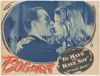 3f0789 TO HAVE & HAVE NOT LC 1944 incredible c/u of Humphrey Bogart & Lauren Bacall about to kiss!
