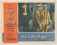 3f0798 WE'RE NO ANGELS LC #4 1955 Humphrey Bogart, Aldo Ray & Peter Ustinov wearing suits!