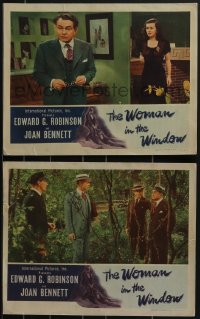 3f0879 WOMAN IN THE WINDOW 2 LCs 1944 Fritz Lang classic, Edward G. Robinson, sexy Joan Bennett!