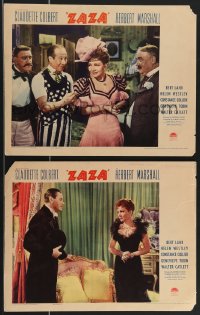 3f0881 ZAZA 2 LCs 1939 great images of sexy Claudette Colbert and dapper Herbert Marshall!