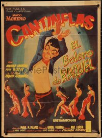 3f0588 EL BOLERO DE RAQUEL Mexican poster R1970s wonderful art of Cantinflas & sexy dancing girls!