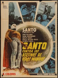3f0598 SANTO CONTRA LOS ASESINOS DE OTROS MUNDOS Mexican poster 1973 famous masked wrestler, rare!
