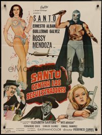 3f0599 SANTO CONTRA LOS SECUESTRADORES Mexican poster 1972 art of the famous masked wrestler!