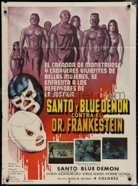 3f0602 SANTO Y BLUE DEMON CONTRA EL DOCTOR FRANKENSTEIN Mexican poster 1974 wild luchadores!