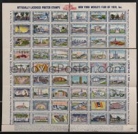 3f1204 1939 NEW YORK WORLD'S FAIR souvenir stamps 1939 54 stamps w/art of buildings & attractions!