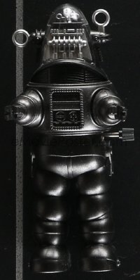 3f0126 FORBIDDEN PLANET Robby the Robot wind-up toy 1997 motorized walking motion!