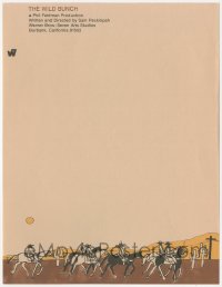 3f0481 WILD BUNCH letterhead 1969 Sam Peckinpah western classic, cool art of cowboys on horses!