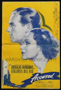 3f0279 ACCUSED pressbook 1936 Downes cover art of Douglas Fairbanks Jr. & Dolores del Rio, rare!