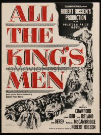 3f0280 ALL THE KING'S MEN pressbook 1949 Louisiana Gov Huey Long bio with Broderick Crawford, rare!