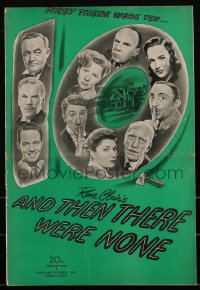 3f0281 AND THEN THERE WERE NONE pressbook 1945 Walter Huston, Agatha Christie, Rene Clair, rare!