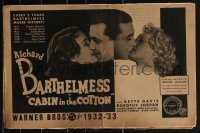 3f0292 CABIN IN THE COTTON pressbook 1932 Barthelmess, Dorothy Jordan, Bette Davis shown, rare!