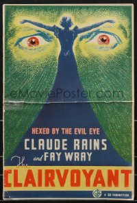 3f0443 CLAIRVOYANT pressbook 1935 Claude Rains, Fay Wray, hexed by the evil eye, ultra rare!