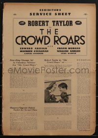3f0293 CROWD ROARS pressbook 1938 boxer Robert Taylor, Maureen O'Sullivan, Edward Arnold, ultra rare!