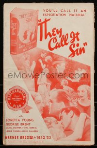 3f0339 THEY CALL IT SIN pressbook 1932 Loretta Young & George Brent in New York, ultra rare!