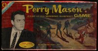 3f0115 PERRY MASON board game 1959 great image of Raymond Burr, case of the missing suspect game!