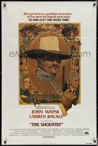 3f1115 SHOOTIST 1sh 1976 best Richard Amsel artwork of aging gunfighter John Wayne & cast!
